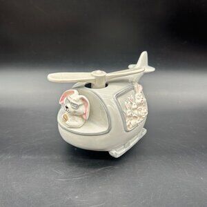 Vintage Bunnies In Helicopter Ceramic Music Box Weve Only Just Begun 1980 Easter